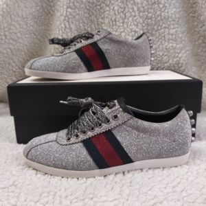 GUCCI Glitter Web Sneaker with Studs